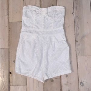 White strapless romper